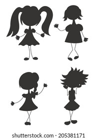 black silhouette doodle girl