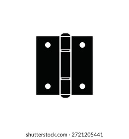 Black silhouette of a door hinge with four white circles on a white background.