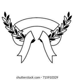 black silhouette dotted olive branches and thick ribbon interlace vector illustration