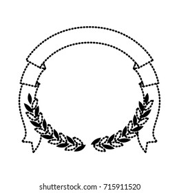 black silhouette dotted olive branches and ribbon on top vector illustration
