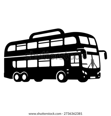 A black silhouette of a double-decker bus, symbolizing London, travel, and public transportation.