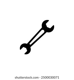 Black silhouette of a double-ended wrench, simple and clear design.