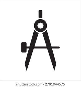 A black silhouette of a drafting compass, also known as a divider, on a white background.