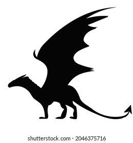 black silhouette of a dragon on a white background