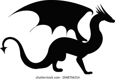 black silhouette dragon vector isolated