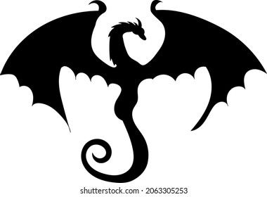 Black Silhouette Dragon Vector Isolated Stock Vector (Royalty Free ...