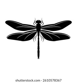 Black silhouette of Dragonfly Simple, minimalist Design vector silhouette
