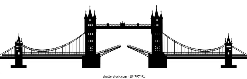 black silhouette of a drawbridge on a white background