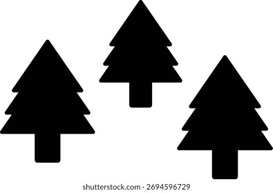 a black silhouette drawing of pine trees