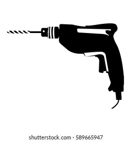 black silhouette with drill tool vector illustration