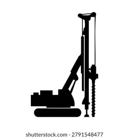 Black silhouette of a drilling machine on white background