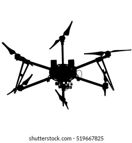 Black silhouette drone quadrocopter a vector illustration.