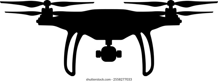 black silhouette drone or unmanned aerial vehicle without background