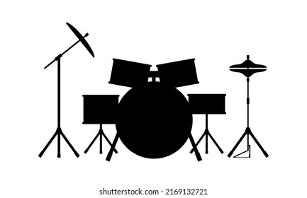 Black Silhouette Drum Kit Isolated On Stock Vector (royalty Free 