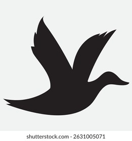 Black Silhouette Duck in Flight Illustration