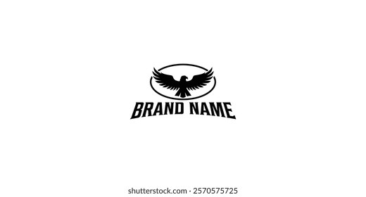 Black Silhouette Eagle Emblem with Arched Brand Text