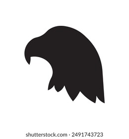 Black silhouette of eagle flat icon vector illustration isolated on white background, animal silhouette