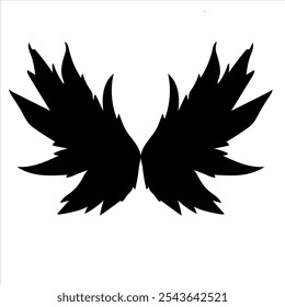 Black Silhouette Eagle Solid Icon Set Vector. Black wings in flat design,icon on white background. Vector illustration