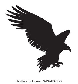 black silhouette of a Eagle with thick outline side view isolated