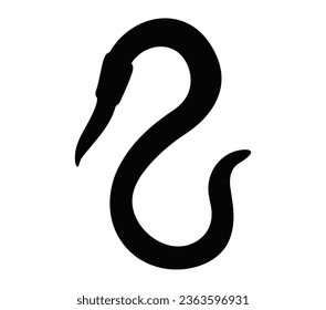 Black silhouette earthworm crawling cartoon worm design flat vector illustration isolated on white background.