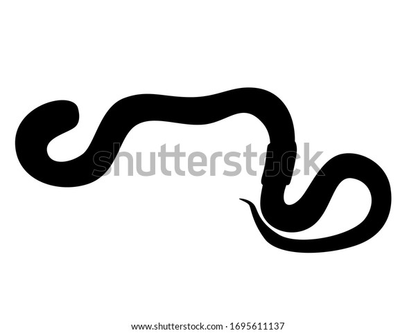 Black Silhouette Earthworm Crawling Cartoon Worm Stock Vector (Royalty ...