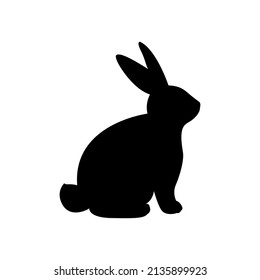 Black silhouette of the Easter Bunny. Cute hand drawn vector illustration. Isolated white background. For Easter decor, cutouts, invitations and postcards