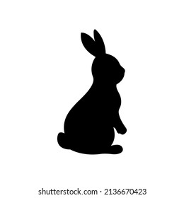 Schwarze Silhouette des Osterhasen. Helle, handgezeichnete Vektorgrafik. Einziger weißer Hintergrund. Für Osterdekor, Ausschnitte, Einladungen und Postkarten