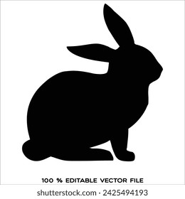 Black silhouette of the Easter Bunny. Cute hand drawn vector illustration. Isolated white background. For Easter decor, cutouts, invitations and postcards