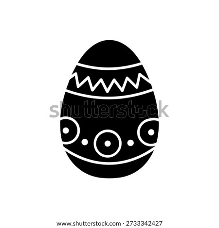 A black silhouette of an easter egg adorned with decorative patterns, showcasing a distinct cutout style.