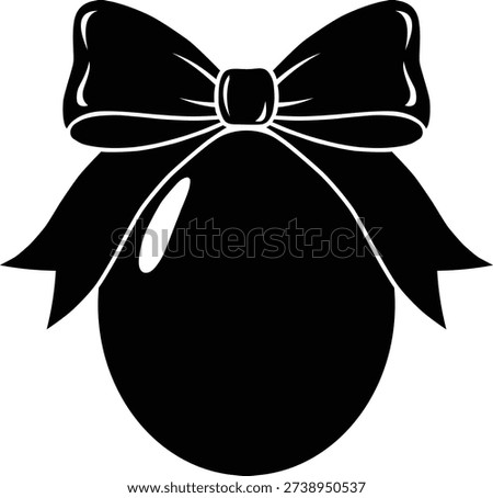 Black silhouette of an Easter egg adorned with a decorative ribbon bow.