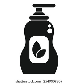 Black silhouette of an eco friendly soap bottle with a dispenser, isolated on a white background