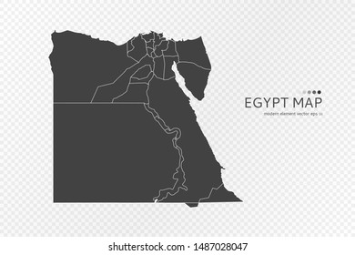 Black silhouette of Egypt map on transparent background. EPS10 vector file organized in layers for easy editing.