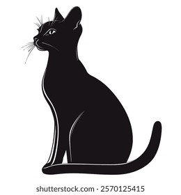 Black silhouette of a Egyptian Mau