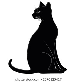 Black silhouette of a Egyptian Mau