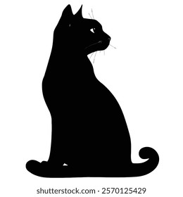 Black silhouette of a Egyptian Mau