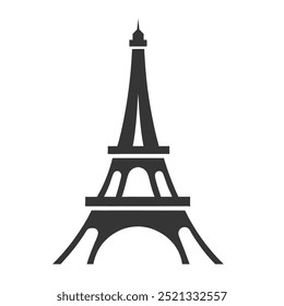 Silhueta preta da Torre Eiffel desenhada à mão em formato vetorial. Paris como está representada. Uma caneta e um desenho à tinta antigos que servem como desenho, emblema ou logotipo