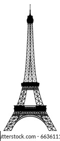 Black silhouette of Eiffel tower isolated on white