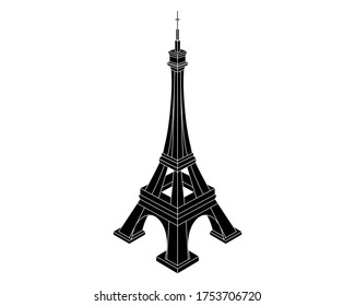 silueta negra de la Torre Eiffel sobre fondo blanco
