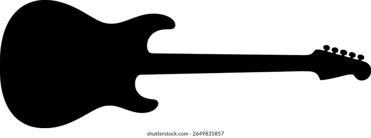 Black silhouette of an electric guitar on a white background