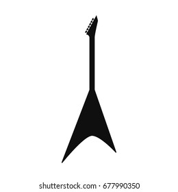 Black silhouette of electric guitar on white background