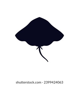 Black silhouette of electric stingray flat style, vector illustration isolated on white background. Decorative design element, nature and wildlife, creature, underwater inhabitant