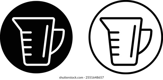 Black silhouette electricity liquid test measuring cup icon set flat and line vector collection isolated transparent background. Kitchen measuring with various amount of liquid cooking and laboratory.