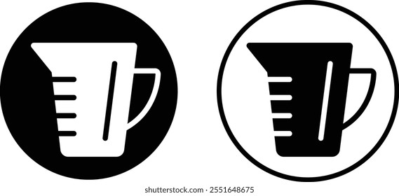 Black silhouette electricity liquid test measuring cup icon set flat and line vector collection isolated transparent background. Kitchen measuring with various amount of liquid cooking and laboratory.