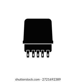 Black silhouette of an electronic component with multiple pins on a white background.