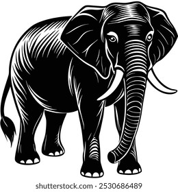 A black silhouette of a elephant clip art