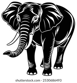 A black silhouette of a elephant clip art