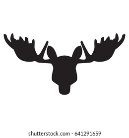 Black silhouette of an elk head. Vector illustration
