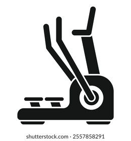 Black silhouette of an elliptical trainer, a fitness machine used for cardiovascular exercise