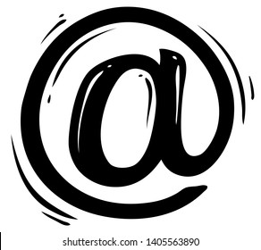 Black silhouette email sign. Isolated on white background. Vector icon.