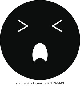 Black Silhouette of Emoticon. Flat Vector Illustration. 